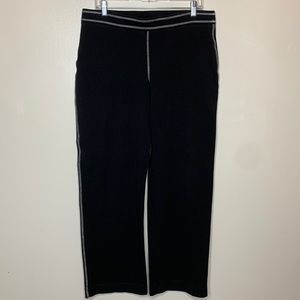 ANN TAYLOR Sweatpants Black & White Wide Leg Elastic Waistband Comfortable Lg